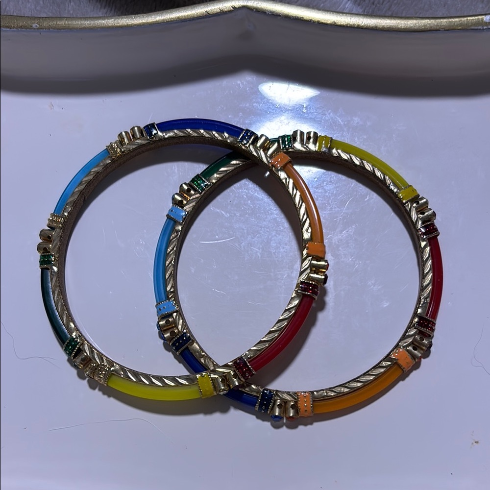 Jewel & Gold-Tone Bangle   2 Piece Set
